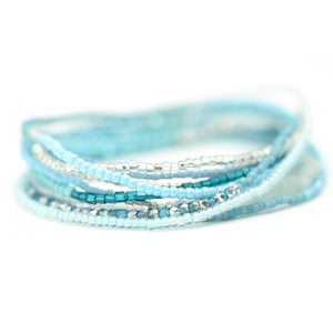 aqua beaded wrap bracelet
