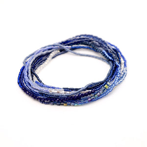 blue seed bead gemstone bracelet