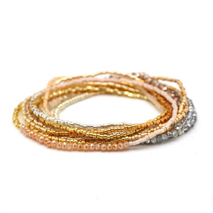 Metallic bead stretchy wrap bracelet