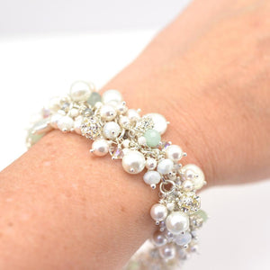 Aquamarine Pearl Cluster Bracelet