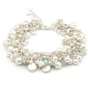 Wire Wrapped Pearl and Gemstone Bracelet