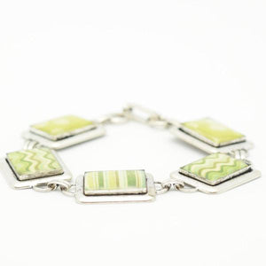 Green with envy silver link bracelet rectangle