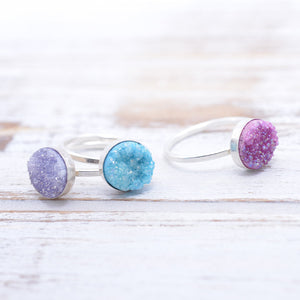 Sterling silver druzy ring closeup