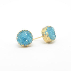 hand plated aqua druzy earrings