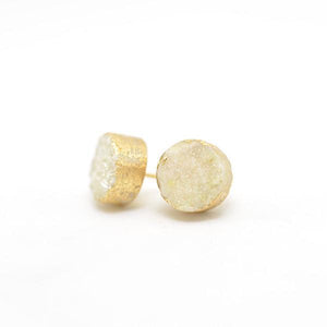 Yellow druzy post earrings