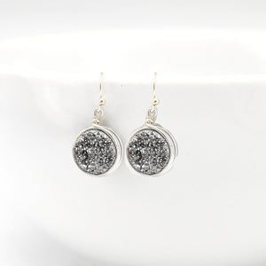 Silver Druzy Earrings