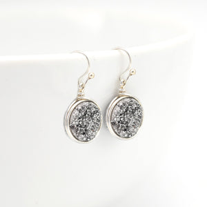 Silver Druzy Earrings