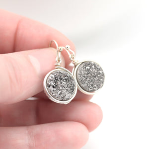 Silver Druzy Earrings