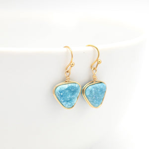 blue druzy earrings