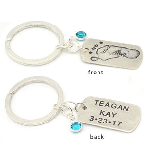 Personalized Footprints & Baby Name Keychain