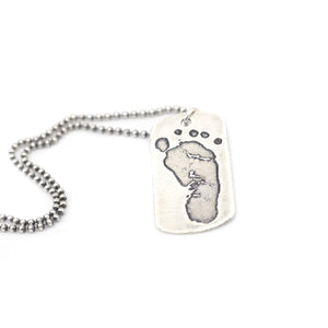 Personalized Footprints Dog Tag Necklace - Double Sided
