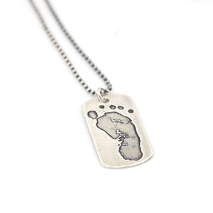 Personalized Footprints Dog Tag Necklace - Double Sided