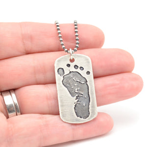 Personalized Footprints Dog Tag Necklace - Double Sided