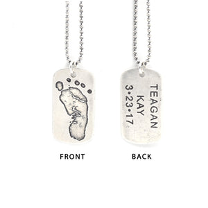 Personalized Footprints Dog Tag Necklace - Double Sided