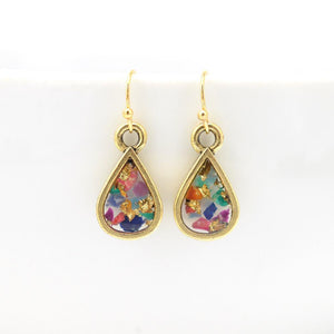 Tiny Teardrop Crushed Gemstone Earrings
