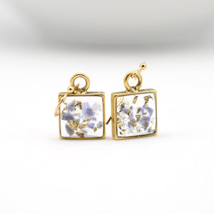 crushed iolite and gold leaf earrings