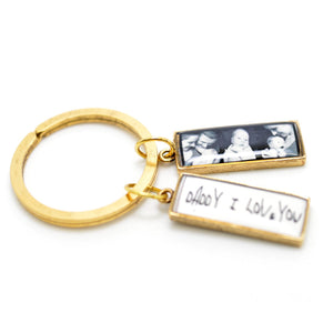 Photo & Handwriting Keychain • Hand Stamped Back