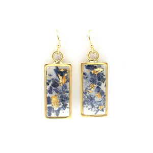 Gold and lolite rectangle earrings
