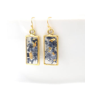 Gold and lolite rectangle earrings