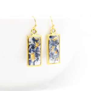 Gold and lolite rectangle earrings