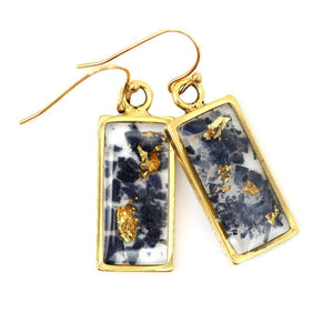 Gold and lolite rectangle earrings