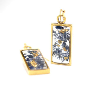 Gold and lolite rectangle earrings