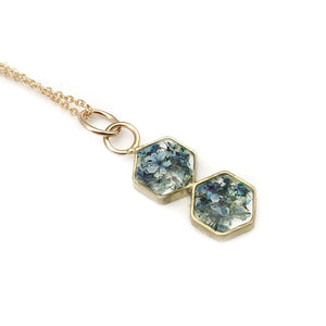 Dual hexagon floral necklace in gold