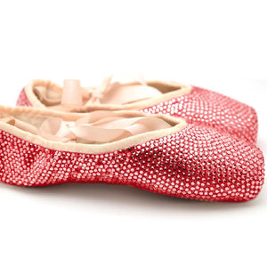 custom dyed pointe shoes covered in crystals