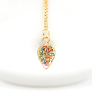 Tiny Teardrop Floral Necklace