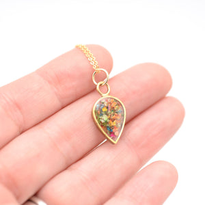Tiny Teardrop Floral Necklace