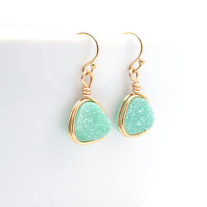 Druzy Earrings in Spring Mint