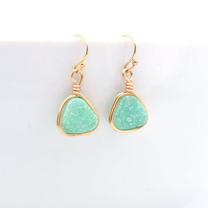 Druzy Earrings in Spring Mint