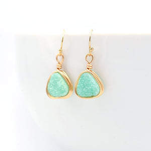 Druzy Earrings in Spring Mint
