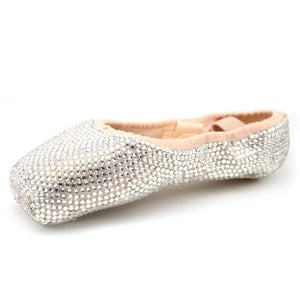 pointe shoes covered in Swarovski crystals