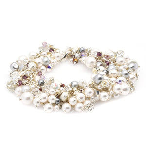Plum & Gray Pearl Cluster Bracelet
