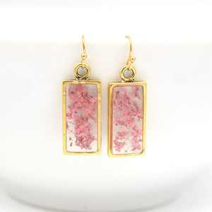 Pink & Gold Flower Earrings