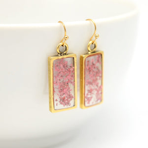 Pink & Gold Flower Earrings