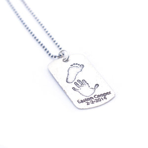 Sterling silver etched dog tag