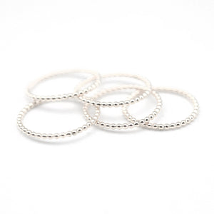 Silver Beaded Stacking Rings