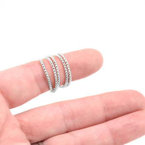 Silver Beaded Stacking Rings