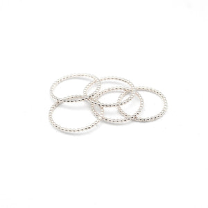 Silver Beaded Stacking Rings