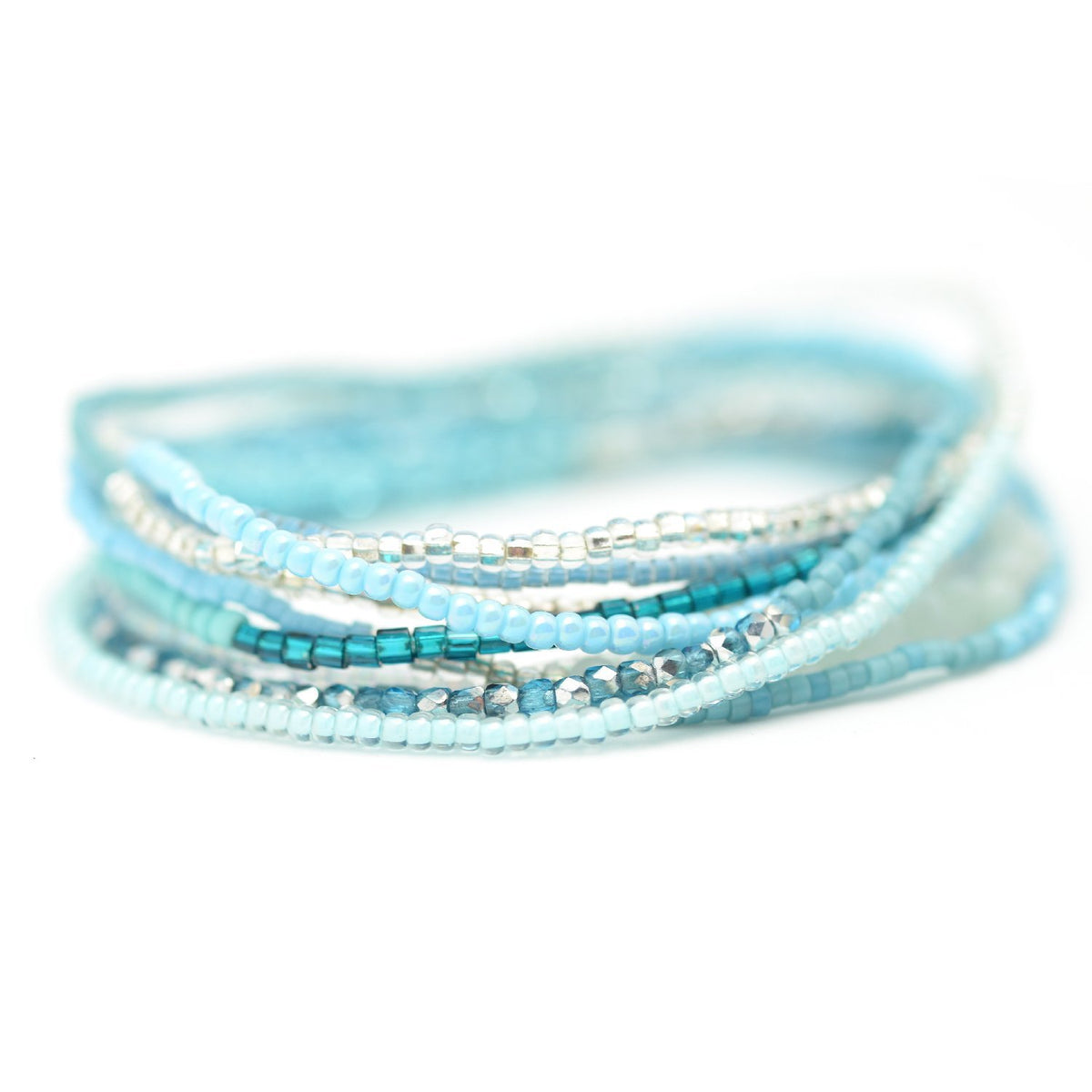 aqua beaded wrap bracelet