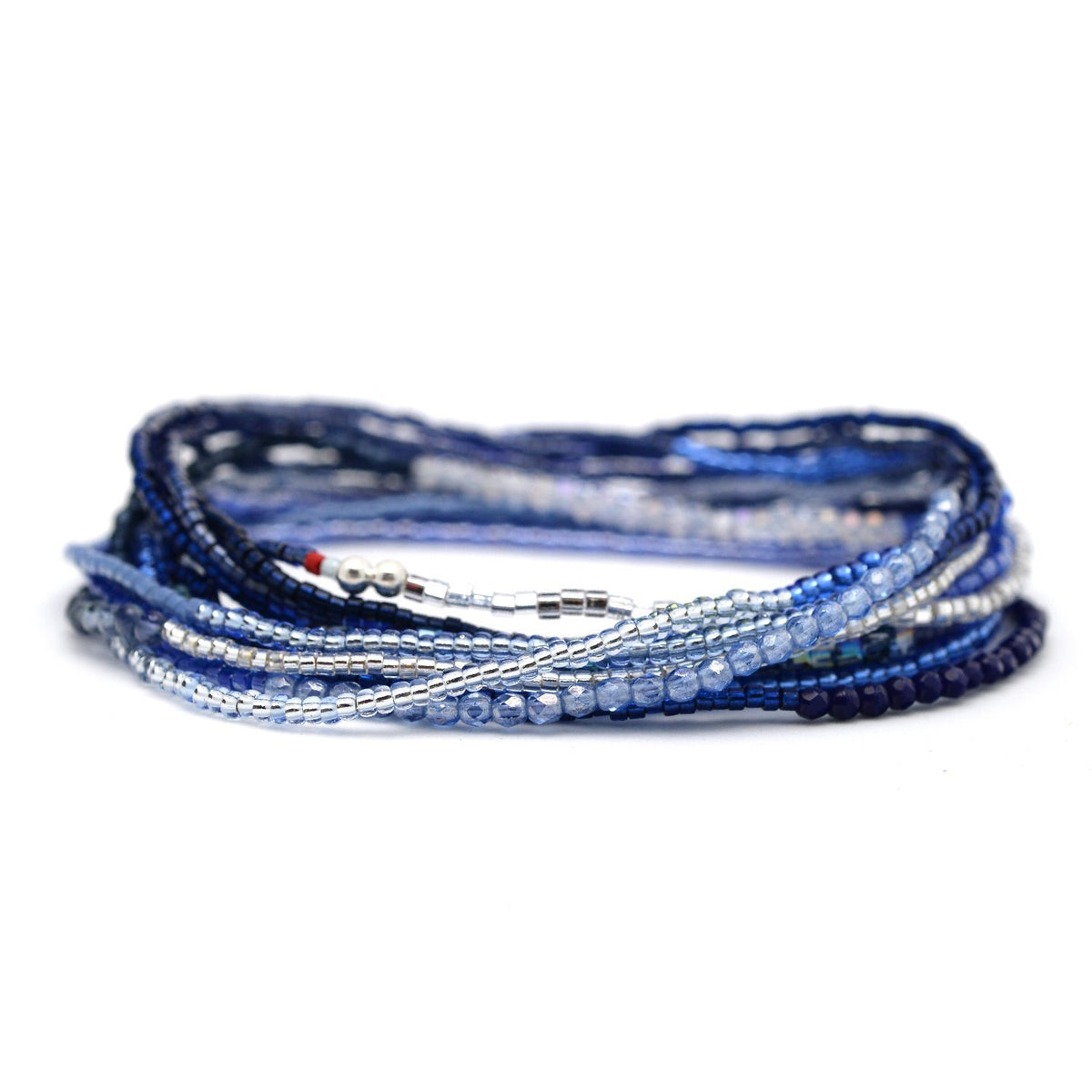 wrap bracelet seed beads in blue