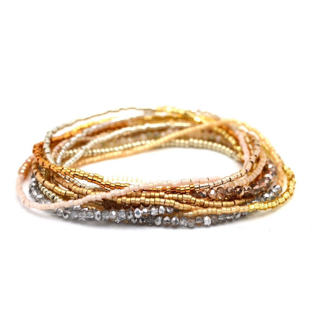 Metallic bead stretchy bracelet