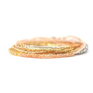 Metallic bead stretchy wrap bracelet