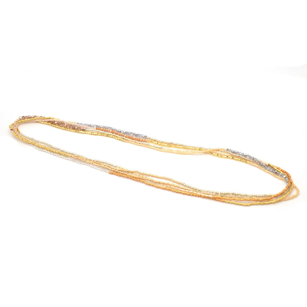 Metallic bead stretchy wrap necklace