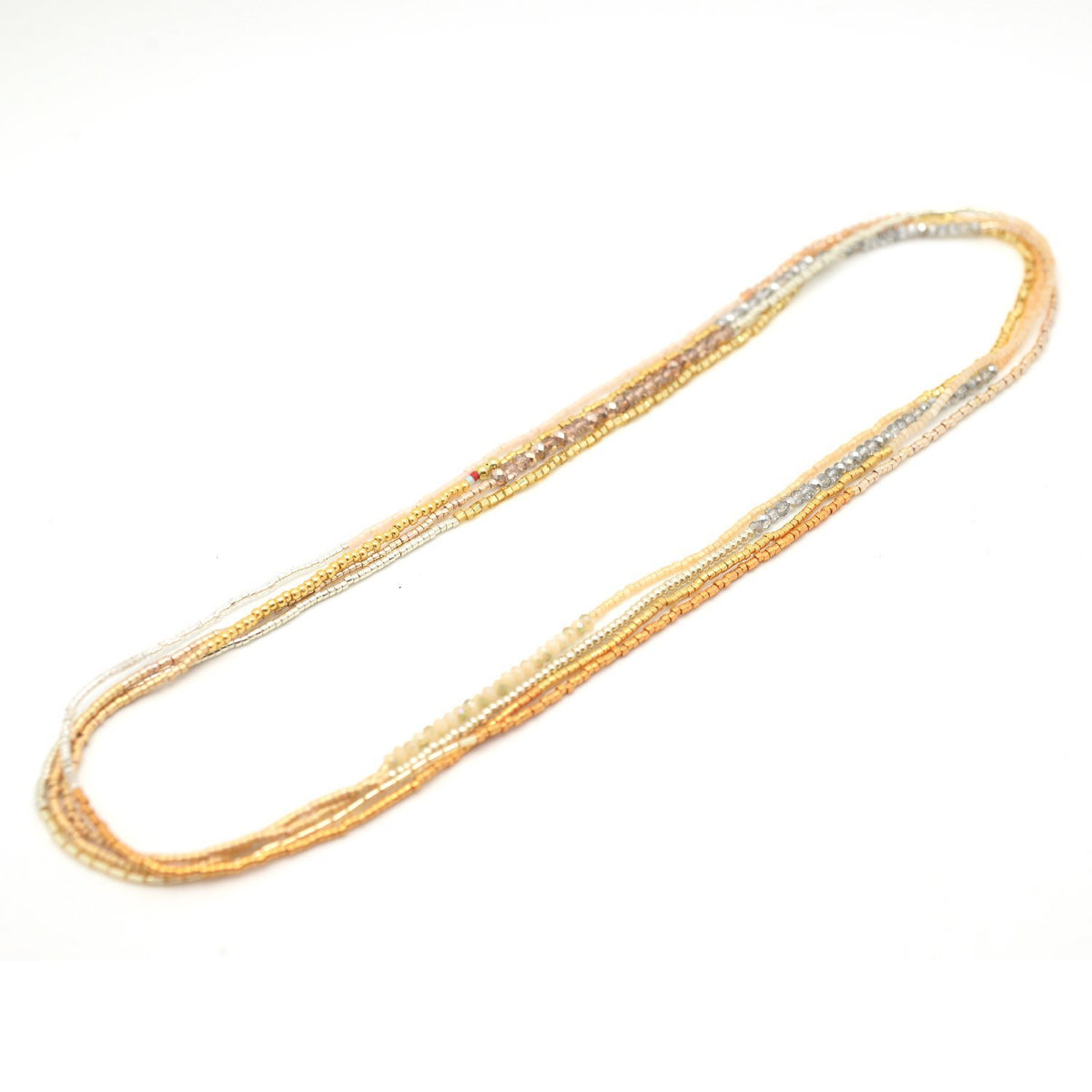 Metallic bead stretchy wrap necklace