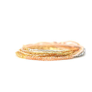 Metallic bead stretchy wrap bracelet