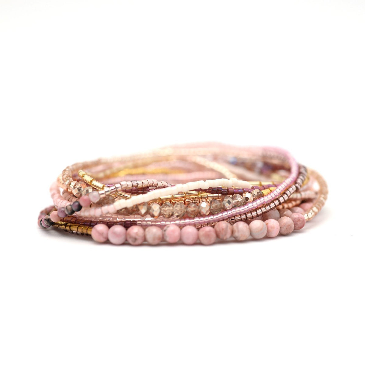 blush bead stretchy wrap bracelet