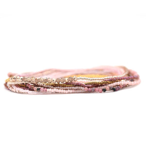 boho blush bead stretchy wrap bracelet
